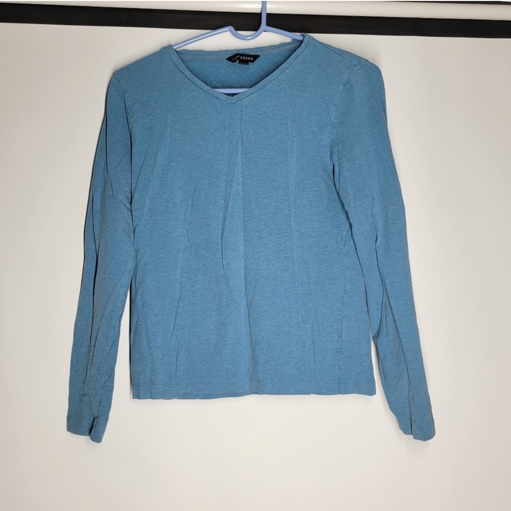 Lands' End Blue Fitted Long Sleeve Tee